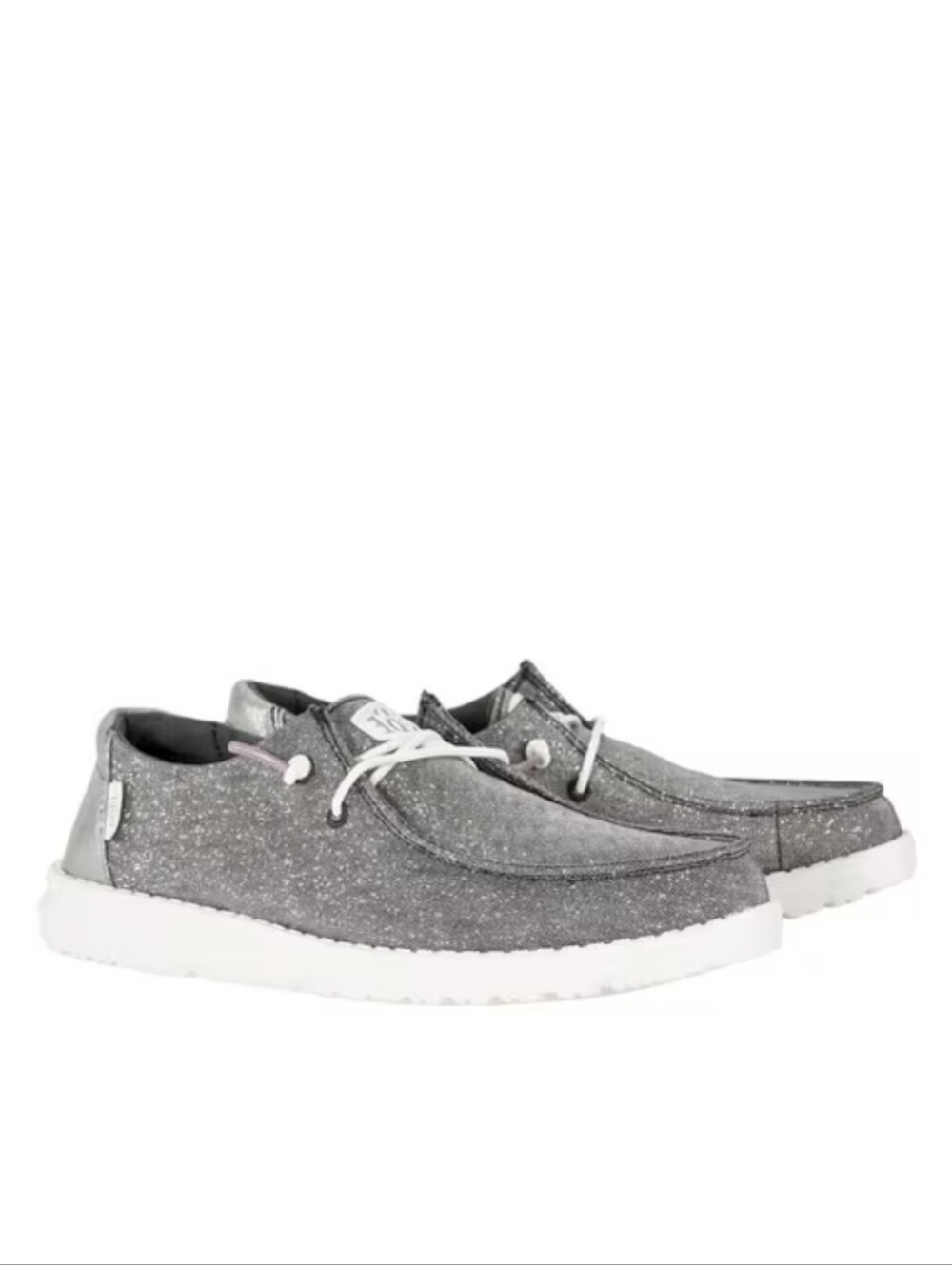 HEYDUDE Wendy Metallic Sparkle Slip-On Casual Shoes in Charcoal Size 9